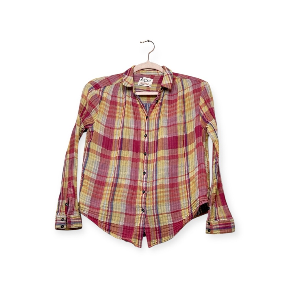 Women’s Anthropologie Holding Horses Gailen Multicolor Paid Shirt, size 2